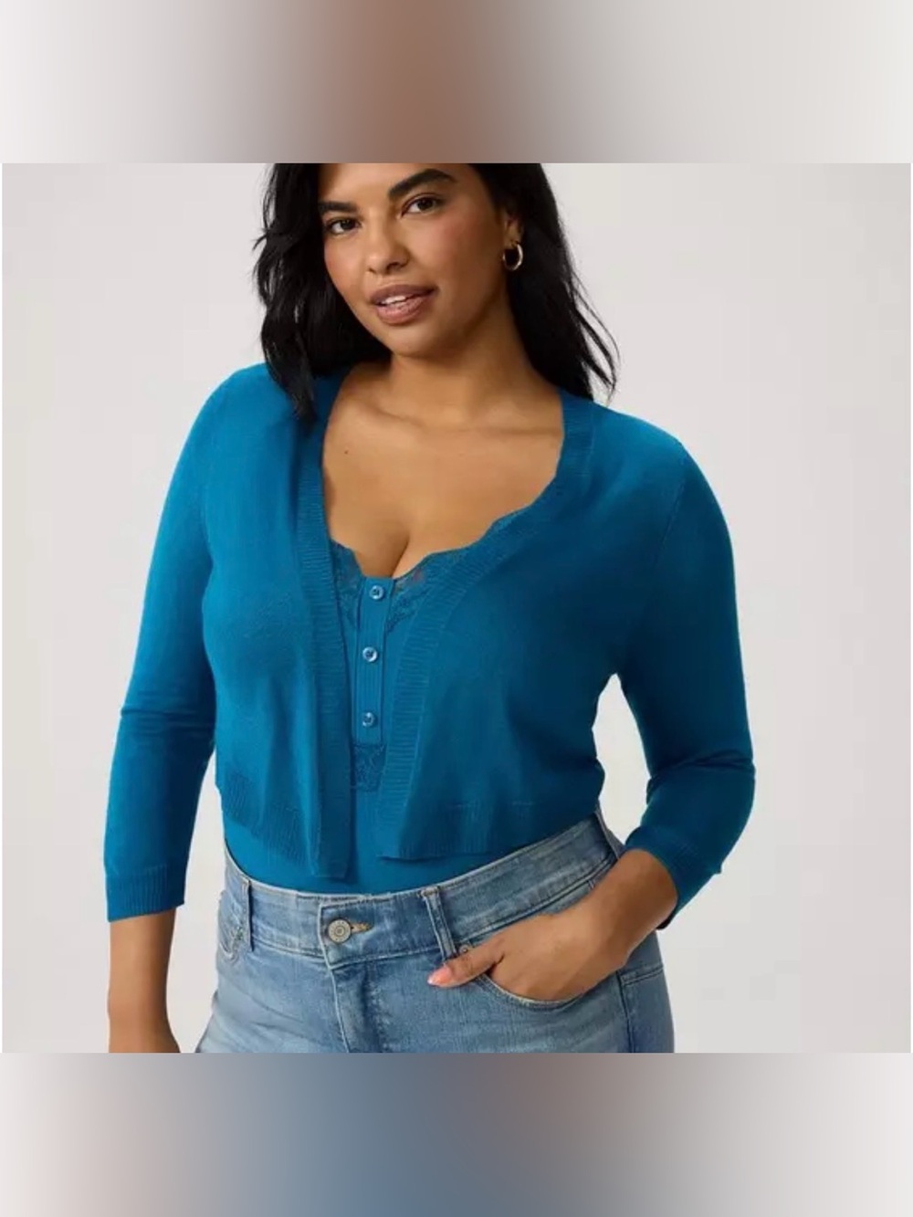 NWT Torrid slub shrug 3/4 sleeve cropped cardigan sweater legion blue size 1X